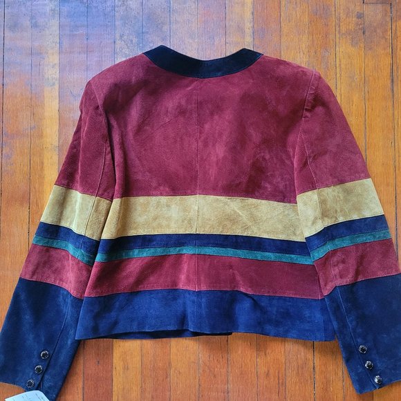 100pc Suede Vintage Jacket Striped - *Vintage Size 14 - Picture 4 of 13